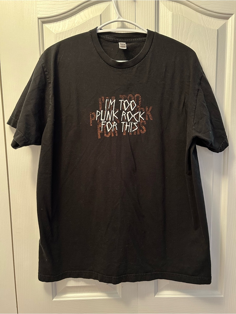 Black Graphic Tee with White & Rust Print